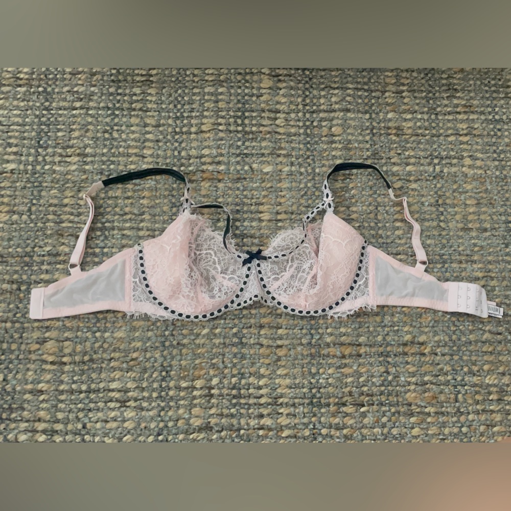 Victoria’s Secret pink and black lacy bra